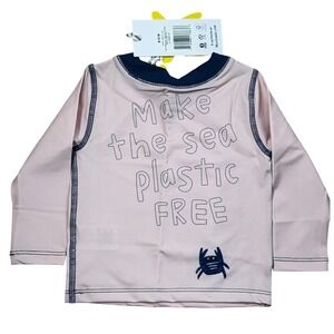 Mon Coeur Rash Guard Baby 6–12M Pink Recycled Swim UV Shirt NWT Crab Sea Infant